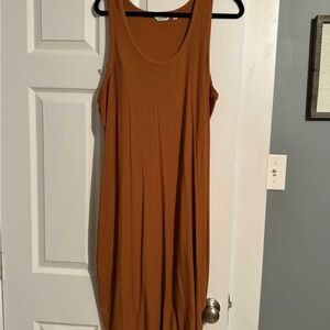 Sleeveless Tan Midi Dress